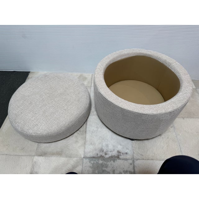 Off-white Crate & Barrel Infiniti Storage Ottoman, Oatmeal For Sale - Image 8 of 12