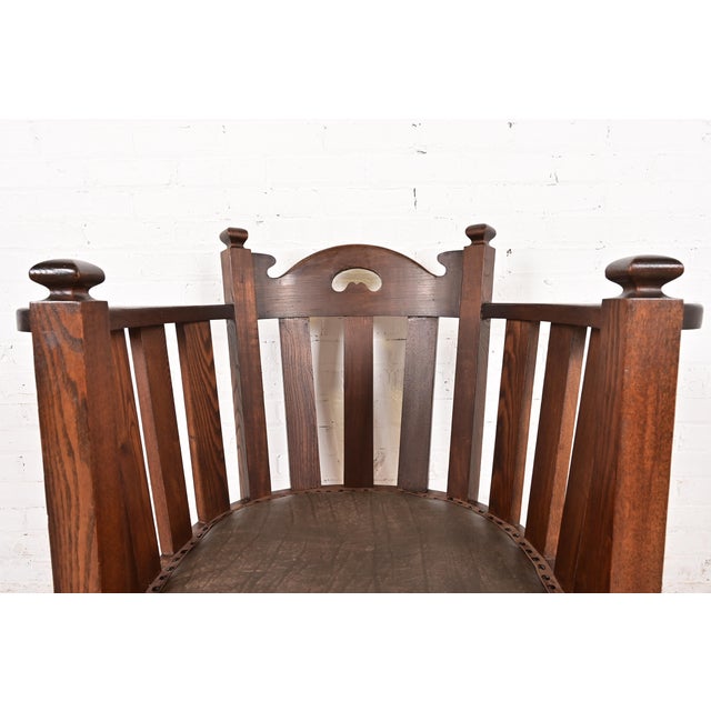 Early 20th Century Stickley Brothers Style Antique Mission Oak Arts & Crafts Cube Club Chair For Sale - Image 5 of 13