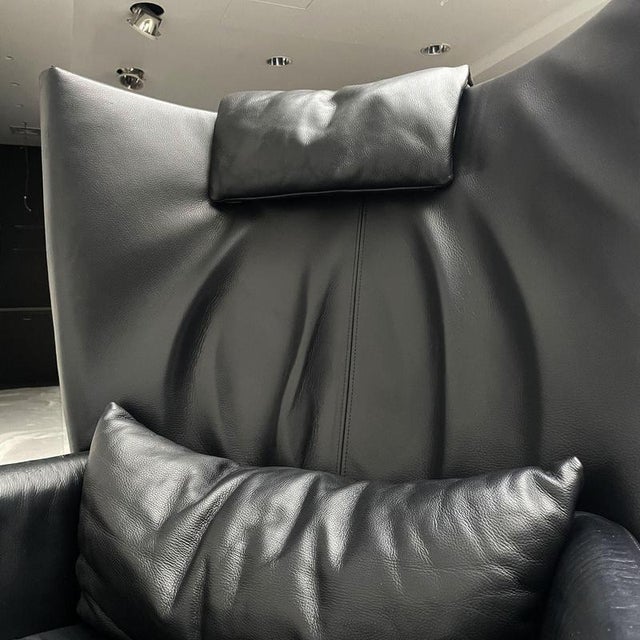 Black Leather Maua Swivel Chair with Lumbar Pillow from Design On Stock For Sale - Image 9 of 17