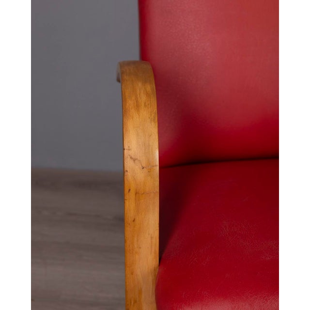 Vintage Italian Armchairs in Red Leather, 1950s, Set of 2 For Sale - Image 4 of 17
