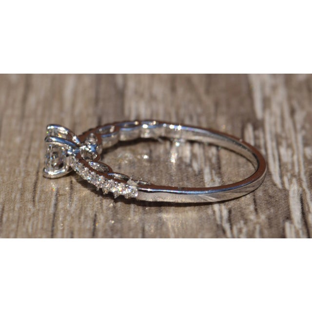 The Lucille: Custom White Gold Engagement Ring For Sale - Image 4 of 9