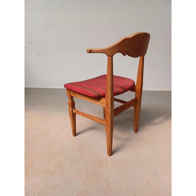 Original Brutalist Viking Dining Chairs in Oak by Henning Kjærnulf for EG, 1970s, Set of 8 For Sale - Image 6 of 12