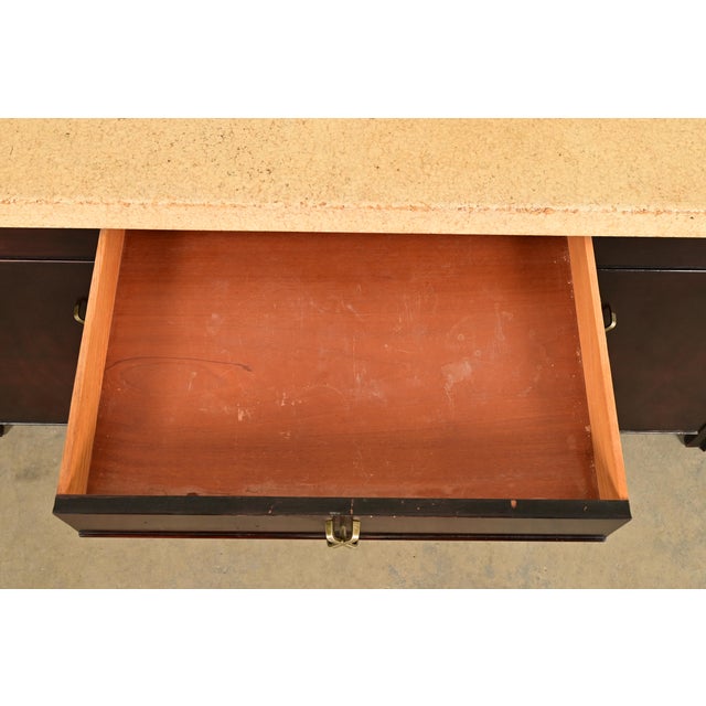 Paul Frankl for Johnson Furniture Mid-Century Modern Hollywood Regency Mahogany Sideboard or Bar Cabinet | Circa 1950s For Sale - Image 10 of 15