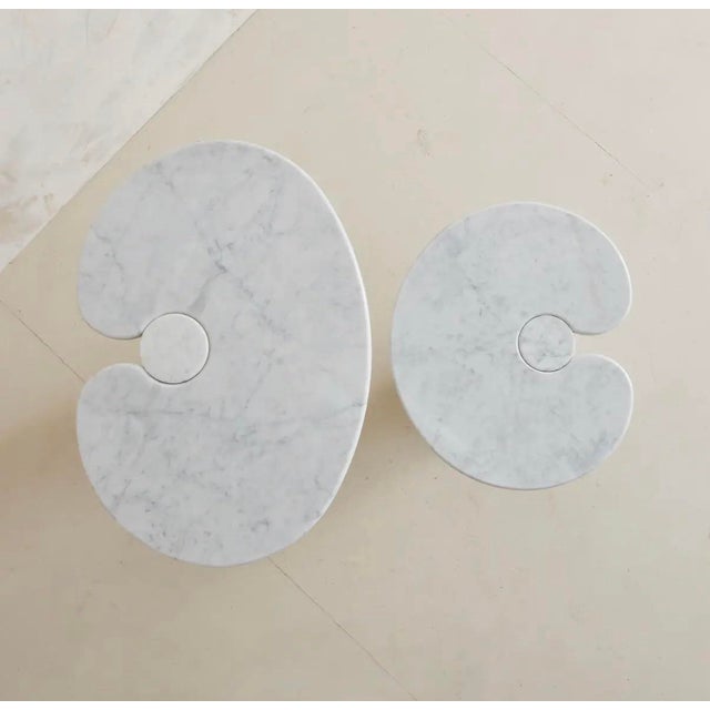 Mid-Century Modern Mid 20th Century Tall Carrara Marble Italian Side Table in the Style of Angelo Mangiarotti For Sale - Image 3 of 11