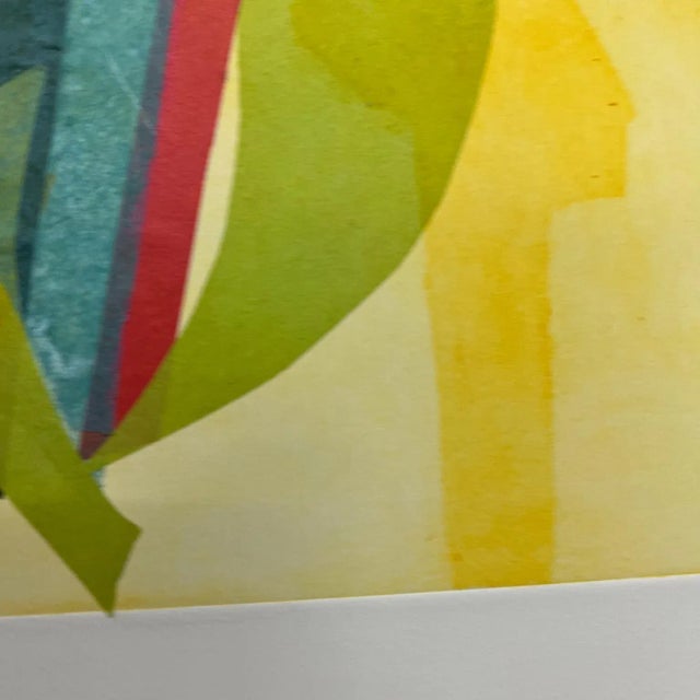 1990s Vintage Vibrant Yellow Cubist Print Artwork For Sale - Image 4 of 7