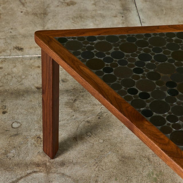 Gordon & Jane Martz Gordon & Jane Martz Triangular Black Coin Tile Mosaic Side Table For Sale - Image 4 of 12