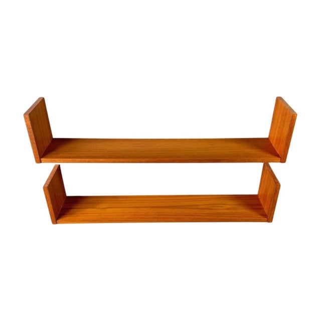 Midcentury Modern Floating Teak Wall Shelves, Set of 2 For Sale - Image 5 of 5