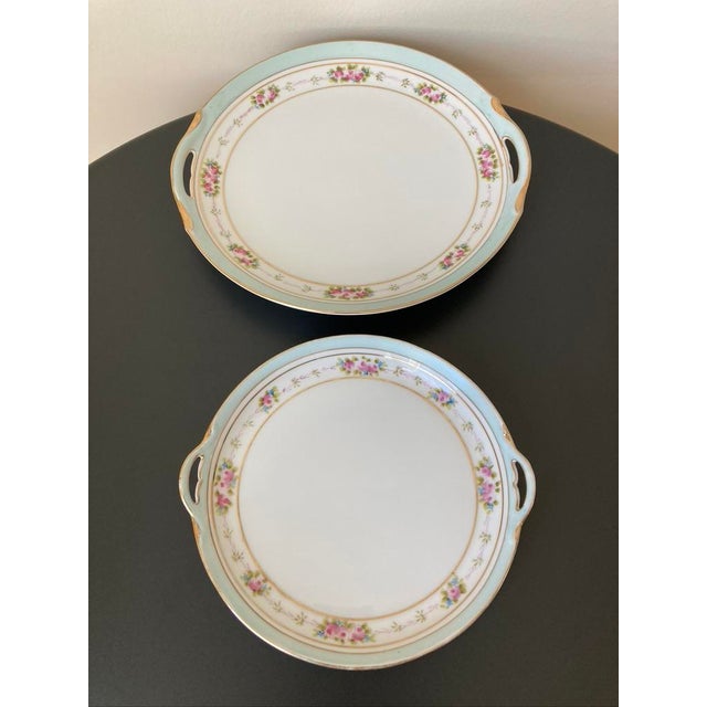 Early 20th Century Hand Painted Nippon Porcelain Tray Design Cake Plates - Set of 2 For Sale - Image 4 of 18