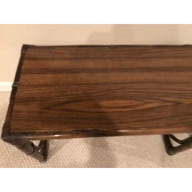 1970s McGuire Oak Rattan Occasional Table For Sale - Image 9 of 13