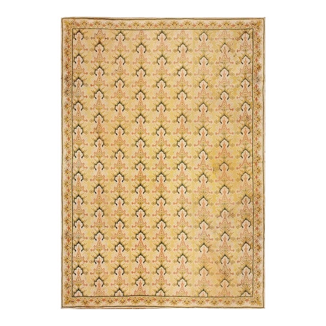1890s Antique Needlepoint French Allover European Design Flat Weave Rug For Sale