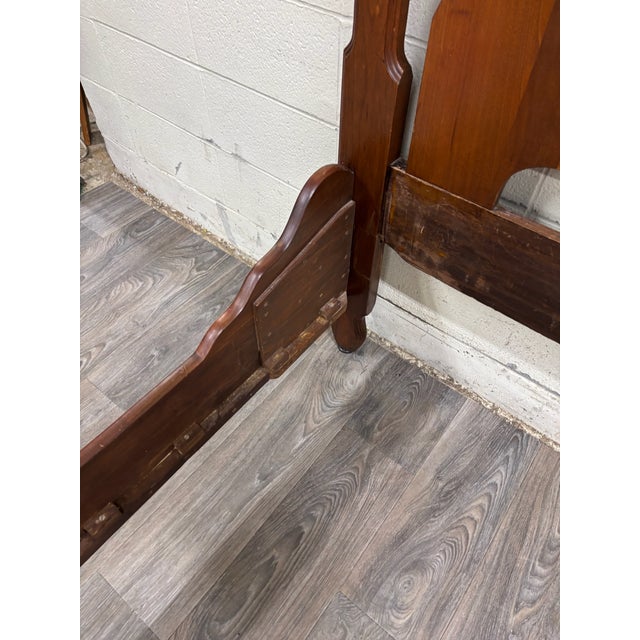 Wood Antique Full Size Victorian Eastlake Carved Walnut and Flame Mahogany Bed For Sale - Image 7 of 14