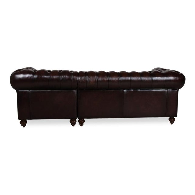 Vintage Chesterfield Leather Reddish Brown Chestnut Corner Sofa For Sale - Image 12 of 15