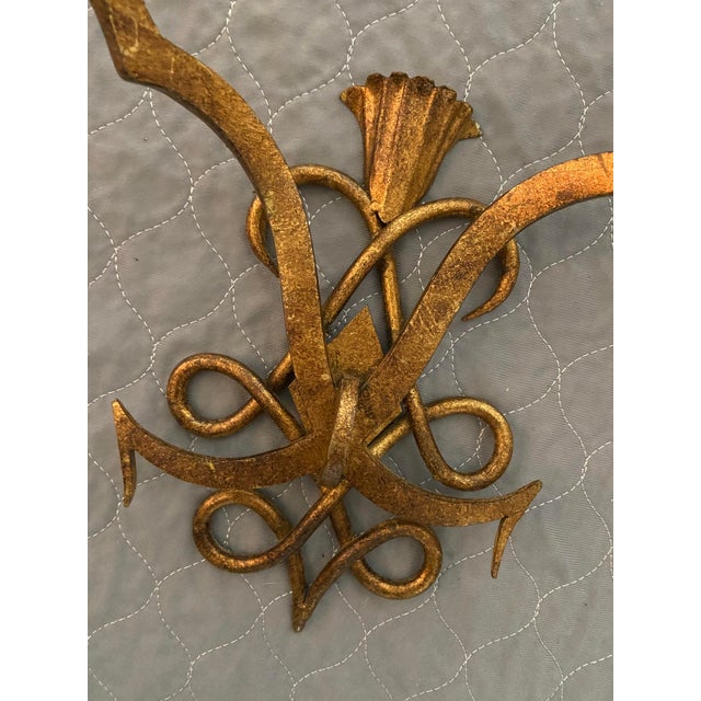 Art Deco Vintage Art Deco Wrought Iron Wall Sconces, a Pair For Sale - Image 3 of 7
