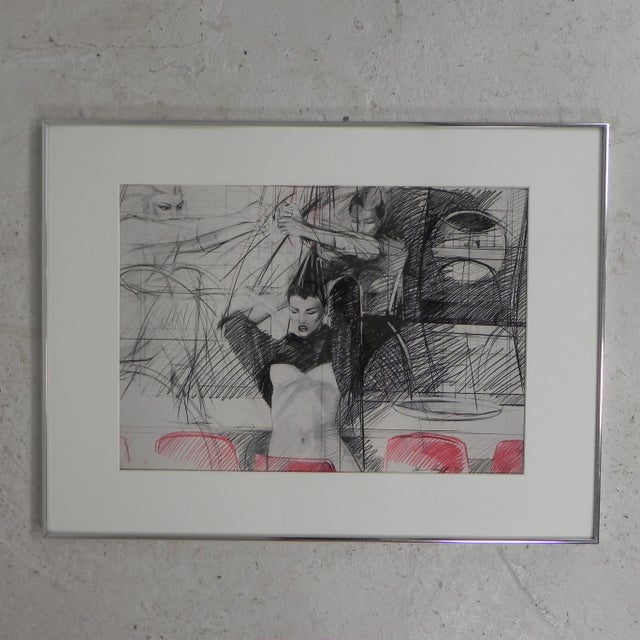Poster Steven Scheffer Three Waitresses with Red Chairs, 1981 For Sale - Image 12 of 12