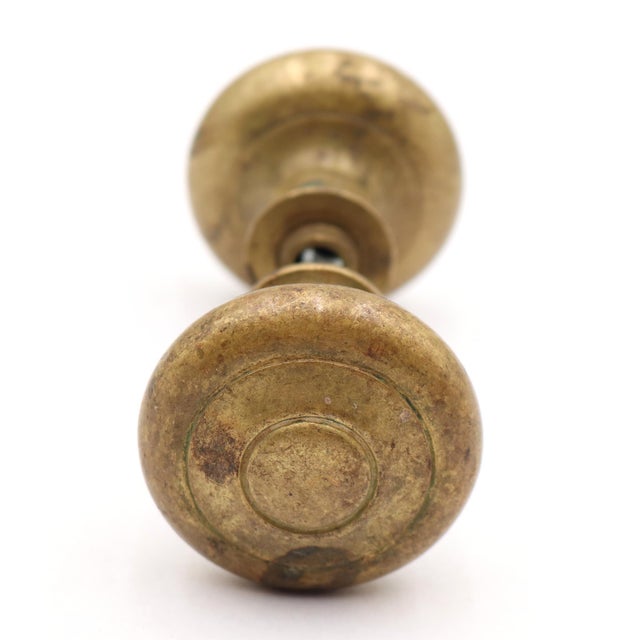 Mid 20th Century Pair of Vintage 2 In. Raised Concentric Brass Passage Door Knobs For Sale - Image 5 of 6