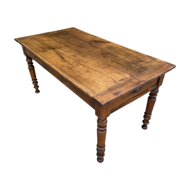 Louis Philippe Walnut Farmhouse Table with Drawers, 19th Century For Sale - Image 17 of 18