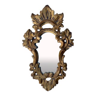 Antique Handcrafted Baroque Style Spanish Giltwood Mirror For Sale