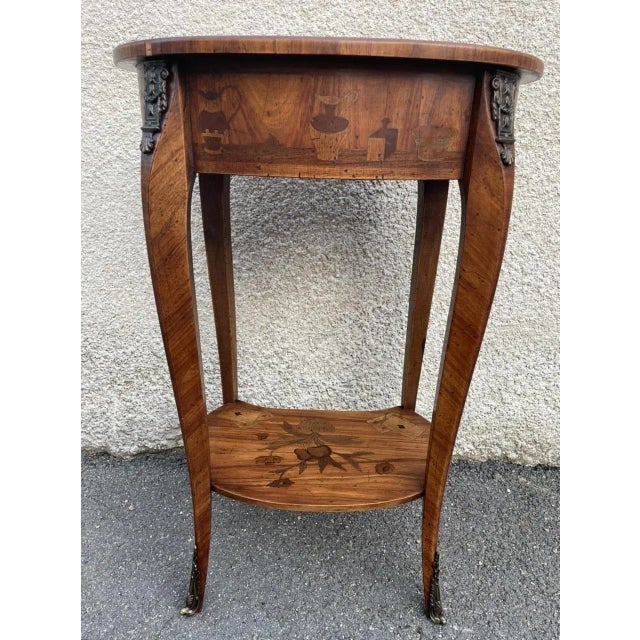 Wood Antique Inlaid Kidney Shaped Table For Sale - Image 7 of 18