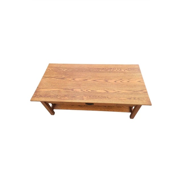 Wood Country View Amish Handcrafted Arts & Crafts Mission Oak Coffee Table For Sale - Image 7 of 10