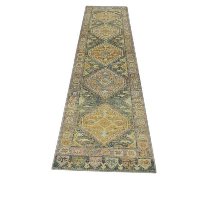 Early 21st Century Turkish Oushak Rug Handmade Runner Early 21st Century Pink Orange 3' X 12'5" For Sale - Image 5 of 5