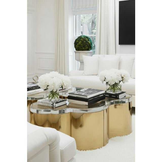The New Set of 2 Luca Coffee Tables in Gold With Acrylic Top For Sale In Los Angeles - Image 6 of 10