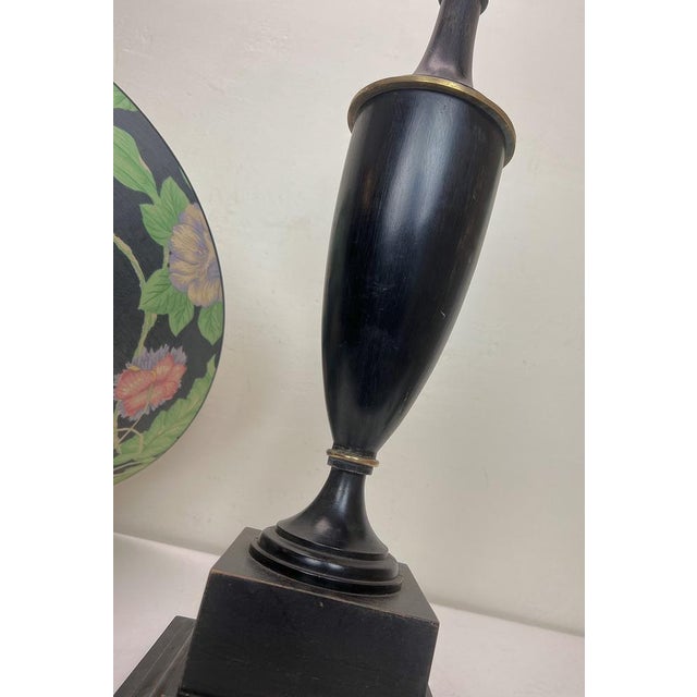 Turned Dark Oak Baluster Shaped Table Lamp, 1950s For Sale - Image 6 of 18