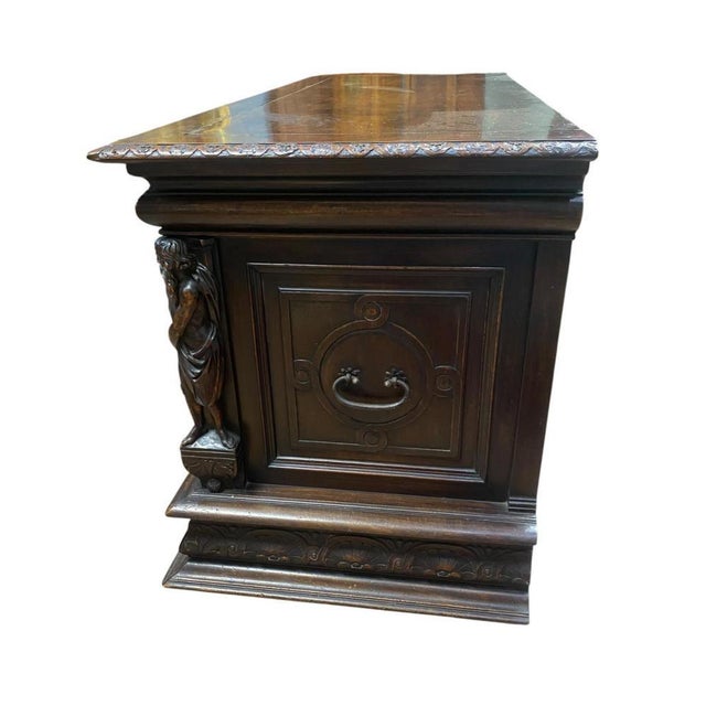 Italian Renaissance Carved Walnut Buffet Trunk, 1830s For Sale - Image 9 of 17