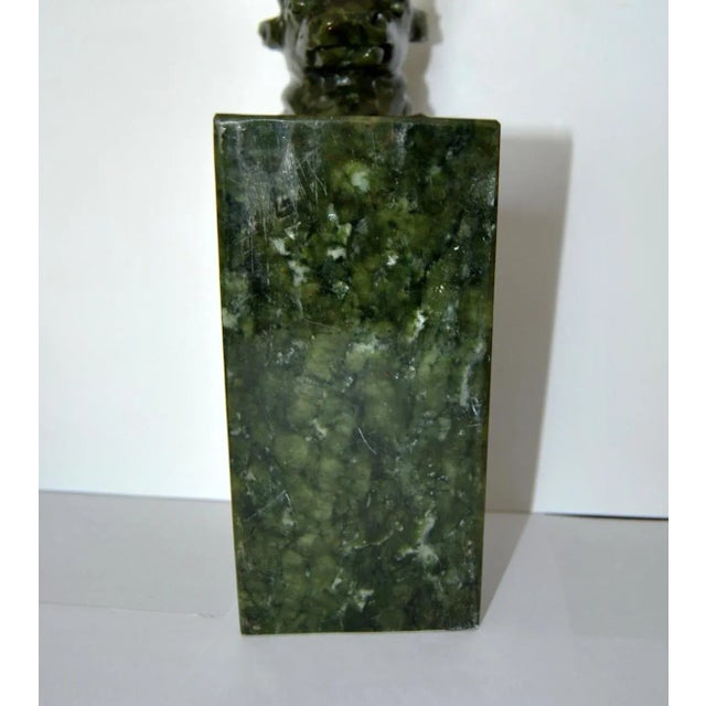 Spinach Jade Charging Bull Oxen Statuette Figurine on Pedestal For Sale - Image 10 of 11