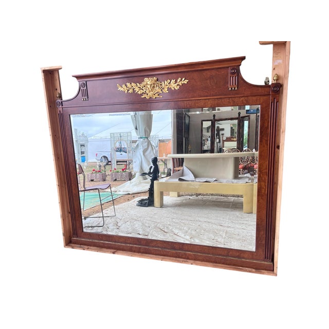 French Empire Style Ormolu Mounted Mahogany Rectangular Mirror Circa 1960 For Sale - Image 4 of 9