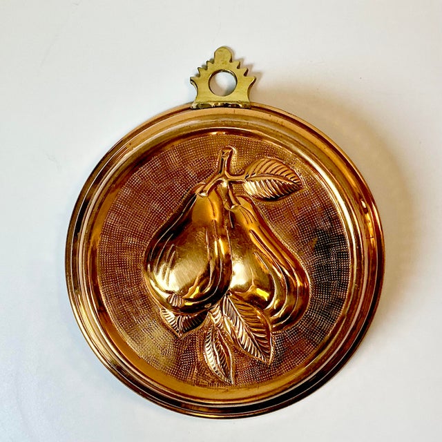 Farmhouse 1950s Vintage Arts & Crafts Farmhouse Boho Chic Pear Copper and Brass Mold For Sale - Image 3 of 11