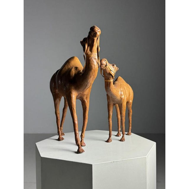 Animal Skin Leather Decorative Statues of Dromedaries, Set of 2 For Sale - Image 7 of 17