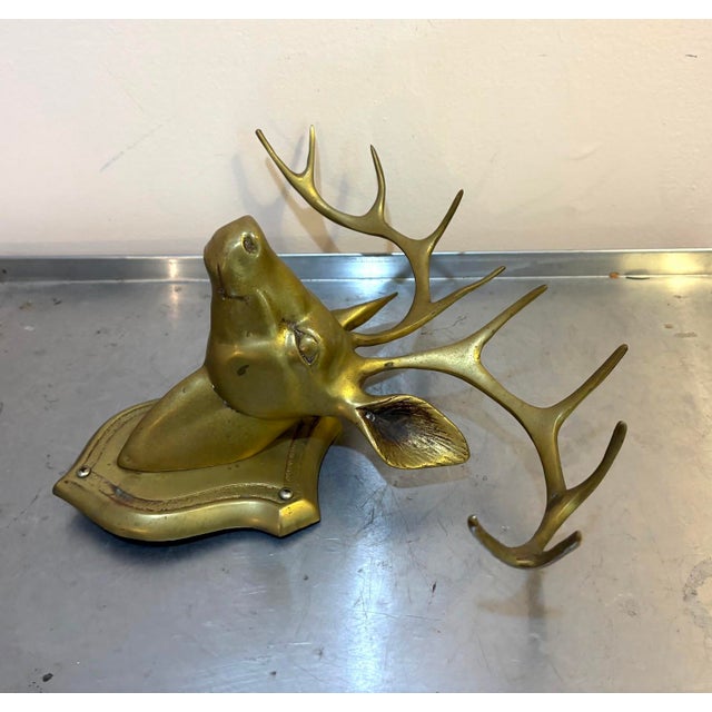 Brass Deer Head Wall Hook For Sale - Image 4 of 5