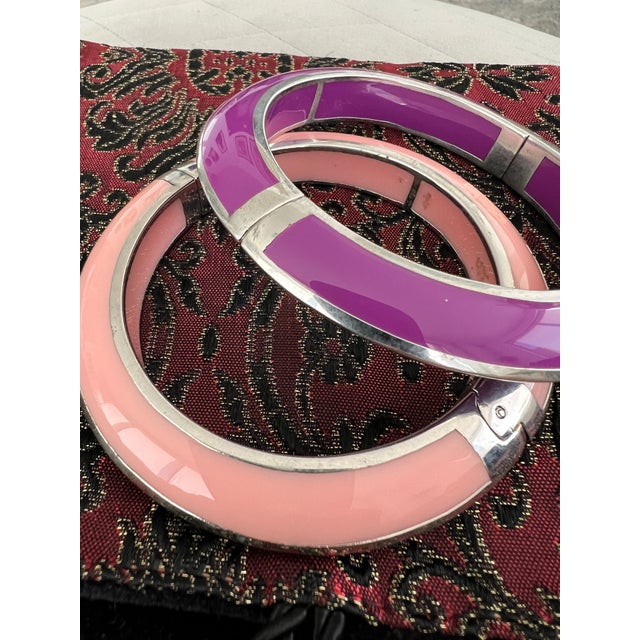 Miriam Salat Candy Pink Sterling Silver Resin bangle For Sale - Image 4 of 18