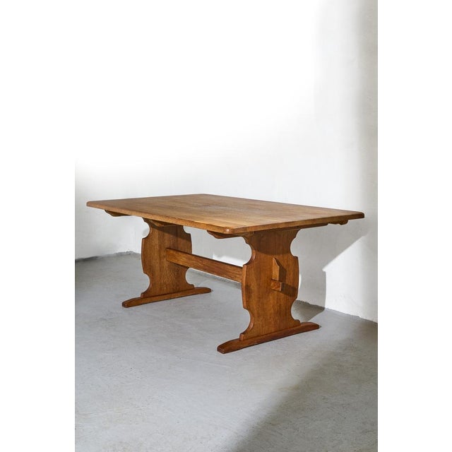 Rustic Scandinavian Modern Rustic Oak Dining Table, Denmark, 1970 For Sale - Image 3 of 9