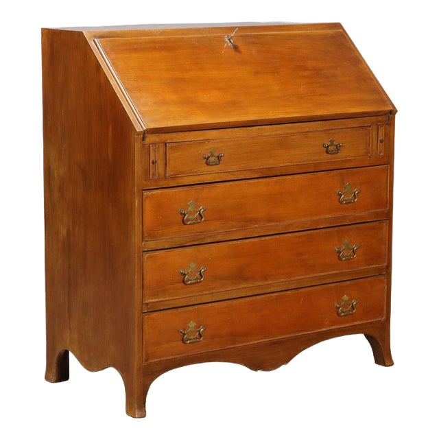 English Style Mahogany Veneered Drop-Leaf Secretaire For Sale