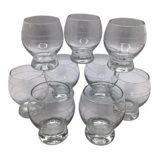 Mikasa Circle Etched Balloon Cocktail Glasses-Set of 9 For Sale