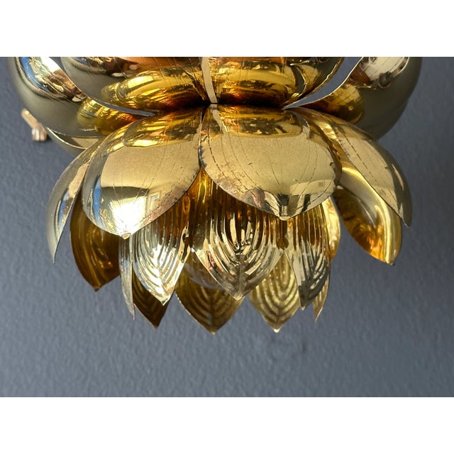 Brass Feldman 1970s Small Brass Lotus Light Fixture For Sale - Image 8 of 10