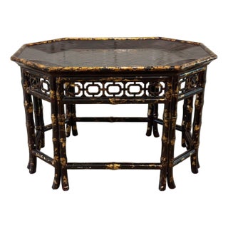 Vintage Maitland-Smith Chinoiserie Palm Beach Style Faux Bamboo and Faux Tortoise Coffee Table For Sale