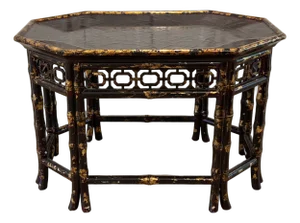 Vintage Maitland-Smith Chinoiserie Palm Beach Style Faux Bamboo and Faux Tortoise Coffee Table