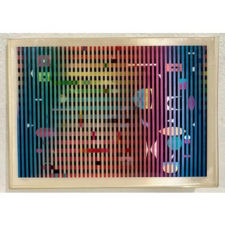 Yaacov Agam, Agam Lenticular Kinetic Agamograph Hand Signed numbered Israeli Kinetic Op Art For Sale