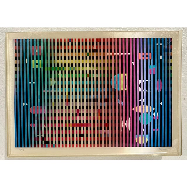 Yaacov Agam, Agam Lenticular Kinetic Agamograph Hand Signed numbered Israeli Kinetic Op Art For Sale