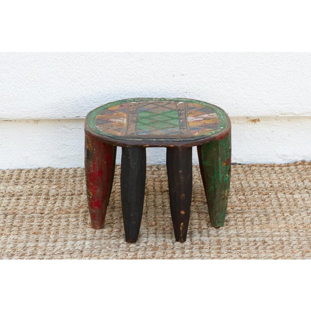 African Mid-Century African Stool W/Original Paint For Sale - Image 3 of 7
