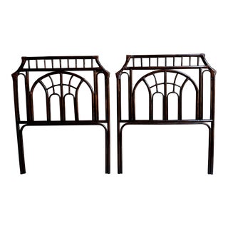 Palm Beach Regency Rattan Pagoda Style Twin Headboard, a Pair For Sale