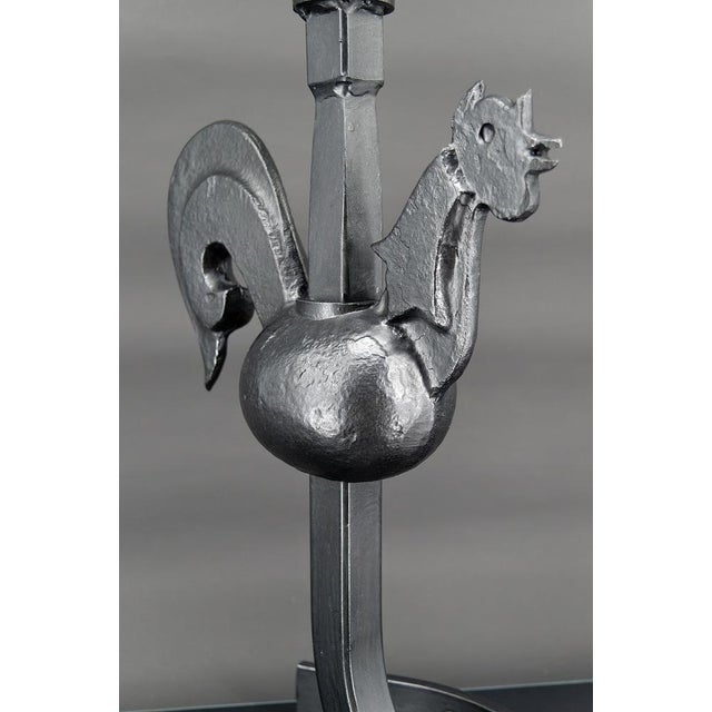 Metal Wrought Iron Rooster Lamp by Jean Touret, 1950s For Sale - Image 7 of 16