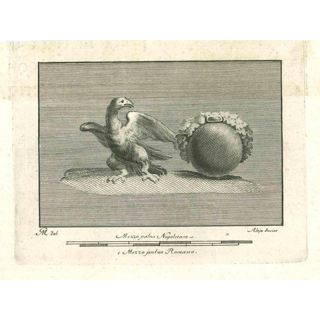 Ancient roman fresco of animals, from the series "antiquities of herculaneum", is an original etching on paper realized by...