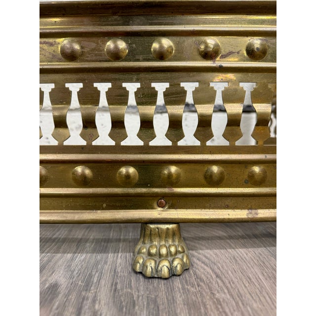 Early 20th Century Antique English Brass Fireplace Fender For Sale - Image 5 of 11