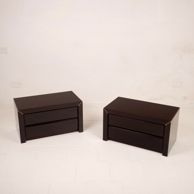 African Rosewood and Brass Bedside Tables from Fratelli Turri, 1970s, Set of 2 For Sale - Image 6 of 18