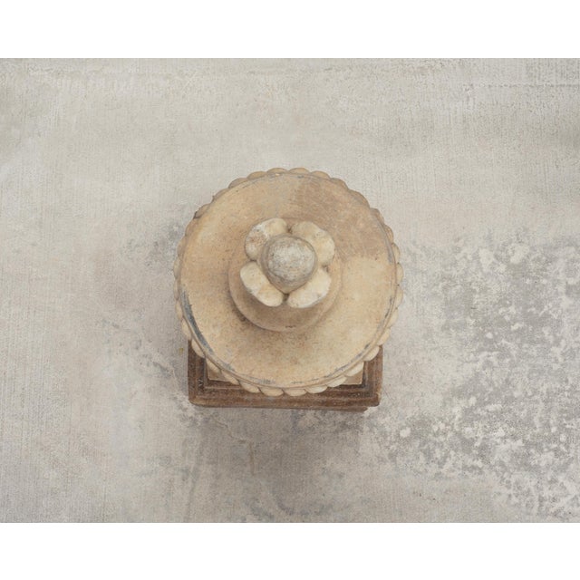 Neoclassical Cast Stone Garden Finial on Pedestal 44 Inch For Sale - Image 9 of 18