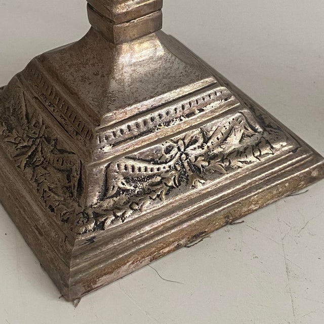 Victorian Silver-Plated Metal Candlesticks, Set of 2 For Sale - Image 10 of 14