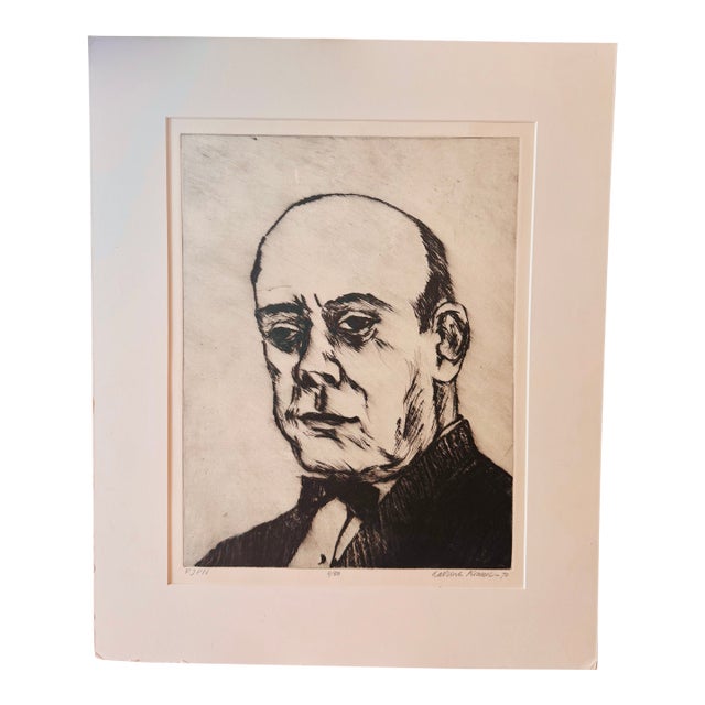 LaVerne Krause “Fjpn” Francis J. Newton Portrait, 1970 Signed Etching, Edition 8/30 For Sale